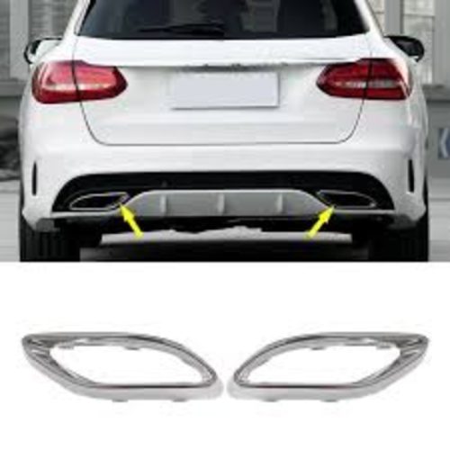 Rear Exhaust Chrome Right 2058852321 & Left 2058852221 Compatible With Mercedes-Benz C-Class W205 (2018-2020)