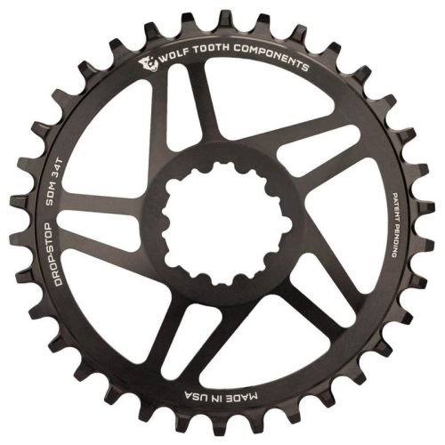 Wolf Tooth Direct Mount Drop-Stop Chainring – SRAM Direct Mount – 6mm Non Boost – Round – Black – 9-12 Speed – 32T